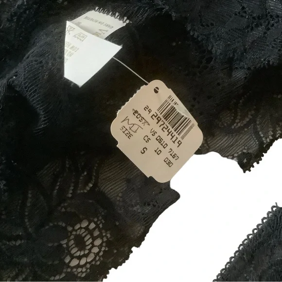 Vtg 80s Victoria’s Secret lingerie set of 2 strappy bralette and panties black